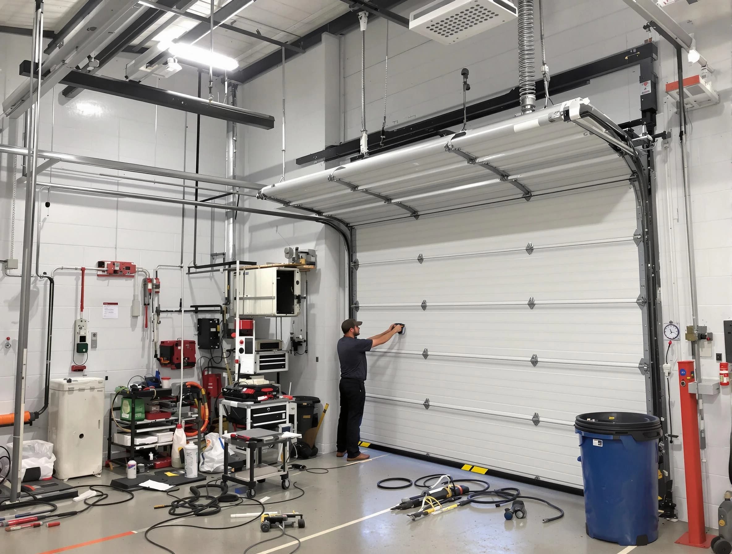 Goodyear Garage Door Repair certified technician performing commercial door repair at a Goodyear business facility