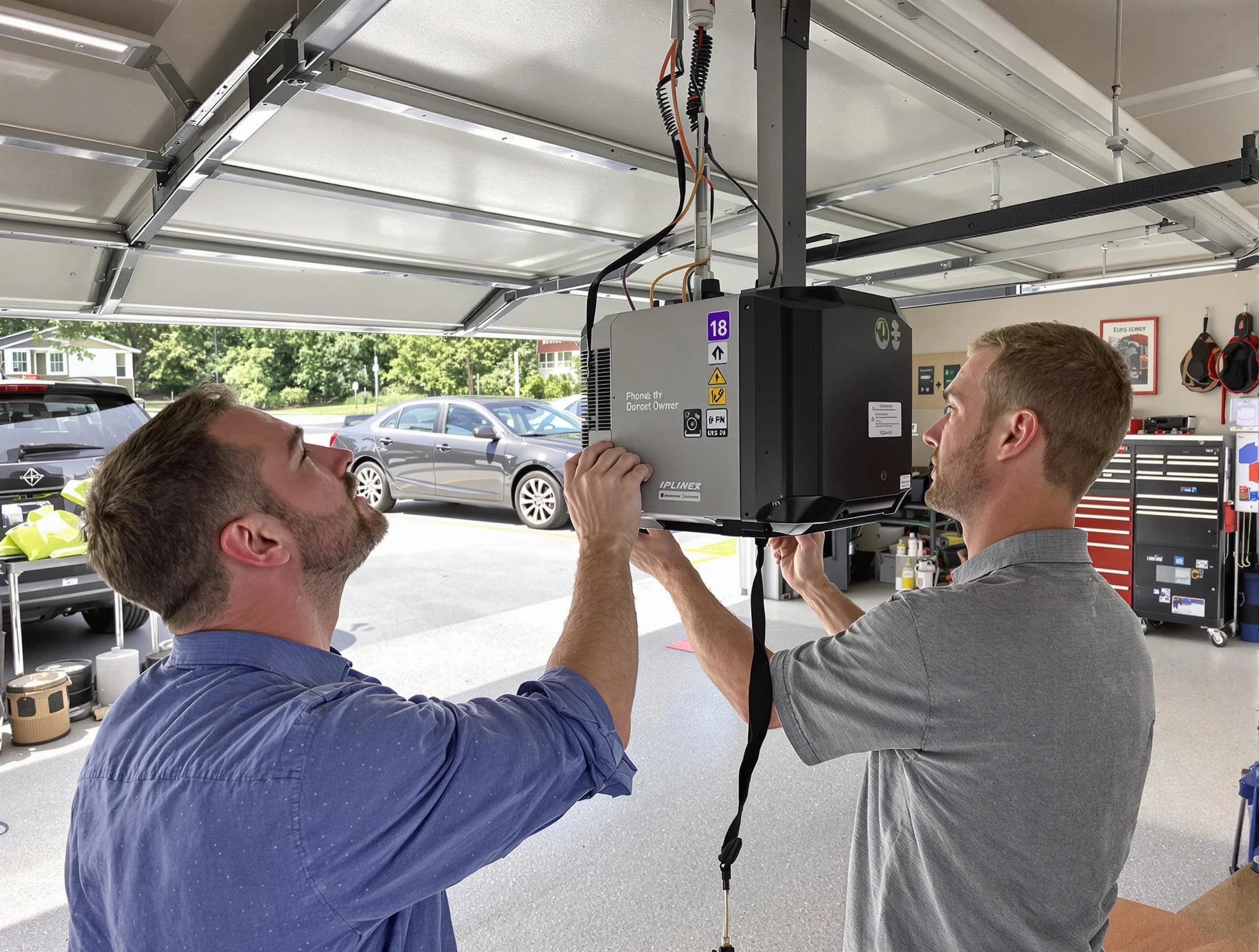 Goodyear Garage Door Repair technician installing garage door opener in Goodyear