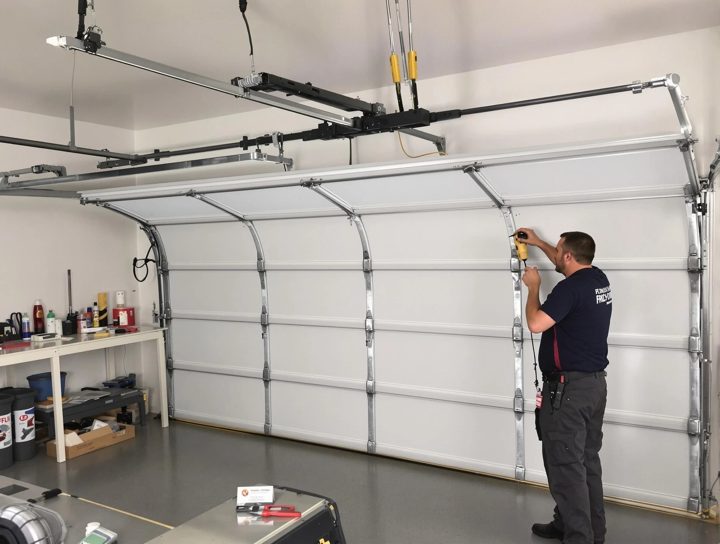 Goodyear Garage Door Repair certified technician performing overhead door system repair in Goodyear